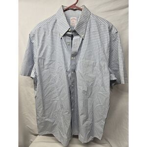Brooks Brothers 346 Button Down; Large 16 1/2 Neck  Blue MEN Short‎ Sleeve
